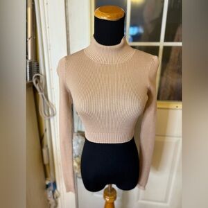 Missguided Beige Ribbed Turtleneck Sweater